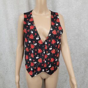 111 Main Vintage Vest Heart and Arrow Love Letter Patterned Vest 90s Valentine's